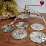 Vintage Mouli-Julienne Salad Maker Complete 5 Disc Set Red Handle
