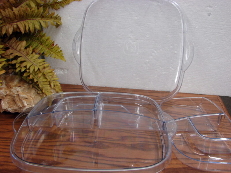 The Pampered Chef 12&#8243; Square Cool &#038; Serve Replacement Top Bottom Divided Trays, Moose-R-Us.Com Log Cabin Decor