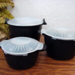 The Pampered Chef Set/3 Microwave Rice Cooker Plus Steamer 4 Cup 8 Cup 3 Quart