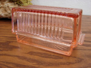 Vintage Sharon Cabbage Rose Pink Peach Depression Glass Cream and Sugar Set, Moose-R-Us.Com Log Cabin Decor