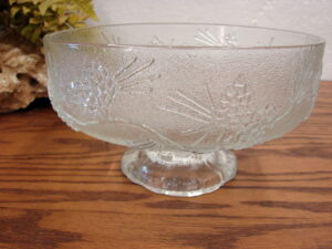 Vintage Indiana Glass Clear Tiara Ponderosa Pine Embossed Water Goblet Set/3, Moose-R-Us.Com Log Cabin Decor