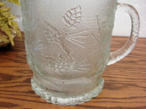 Vintage Indiana Glass Clear Tiara Ponderosa Pine Embossed Footed 9&#8243; Serving Bowl, Moose-R-Us.Com Log Cabin Decor