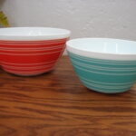 Vintage Charm Inspired PYREX Striped Bowls Turquoise Red White