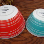 Vintage Charm Inspired PYREX Striped Bowls Turquoise Red White - Image 2