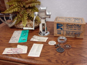 Vintage Rival Grind-O-Mat #358 Meat Grinder Food Chopper Original Box Paperwork