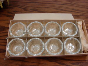 Set/8 Vintage Victorian Individual Salts w/ Spoons in Original Box