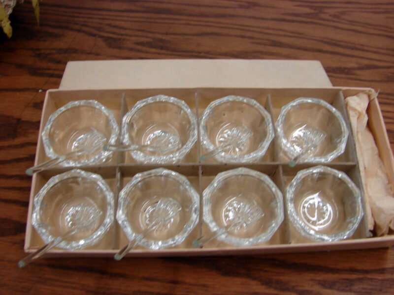 Set/8 Vintage Victorian Individual Salts w/ Spoons in Original Box, Moose-R-Us.Com Log Cabin Decor