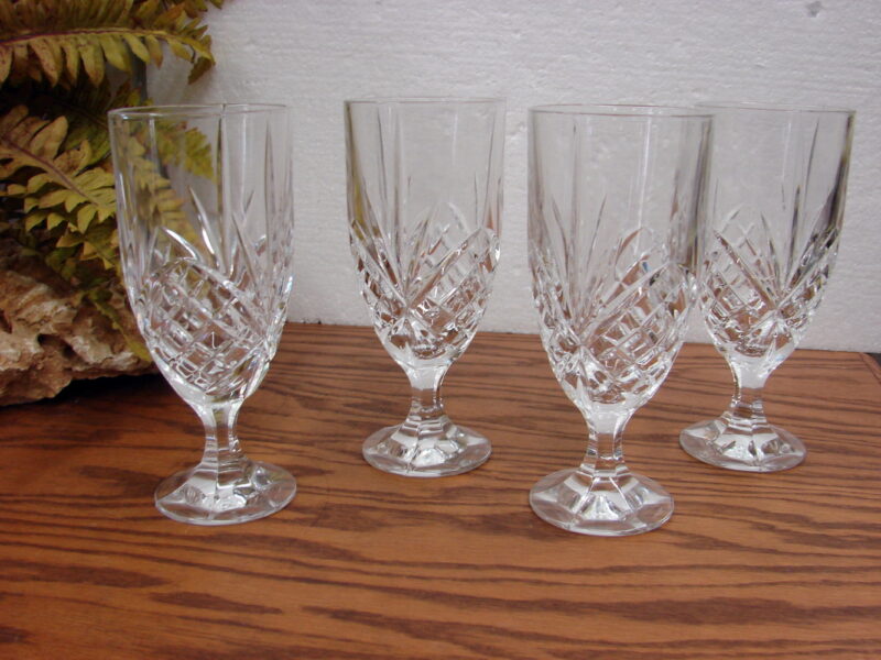 Vintage Set/4 Shannon By Godinger Olympia 24% Lead Crystal Iced Tea Glasses, Moose-R-Us.Com Log Cabin Decor