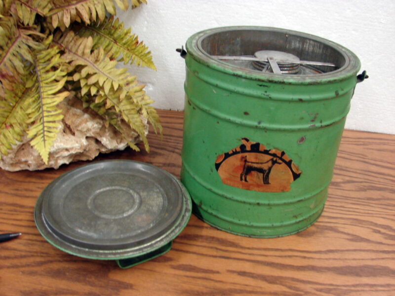 Antique Stuber &#038; Kuck Metal Miners Lunch Pail Bucket Original Paint, Moose-R-Us.Com Log Cabin Decor