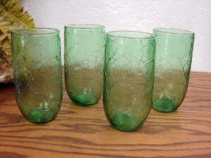 Vintage Anchor Hocking Sherwood Spearmint Leaf Tumblers Set/4