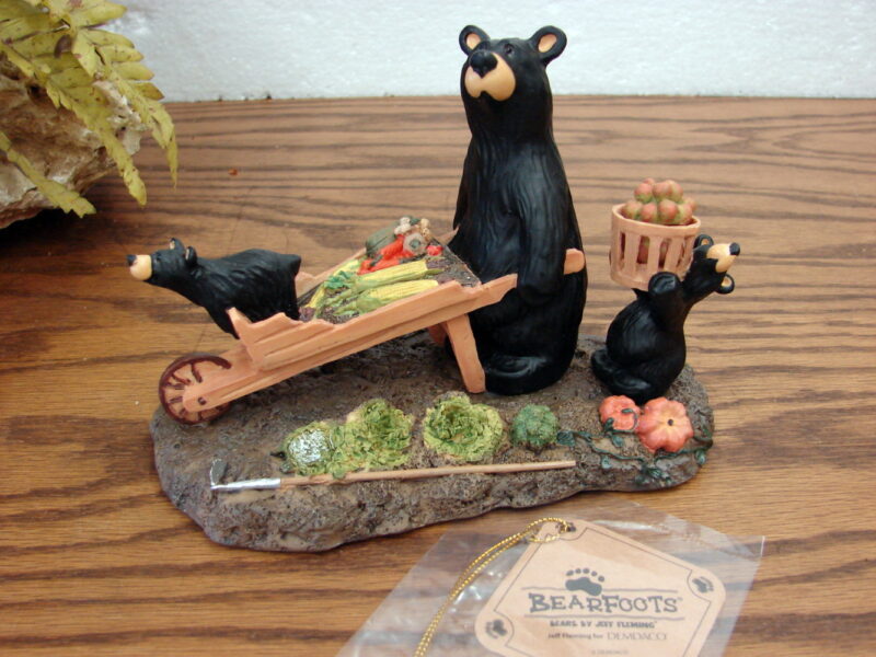Big Sky Carvers Bearfoot Bears Jeff Fleming Successful Bounty Gardening Figurine, Moose-R-Us.Com Log Cabin Decor