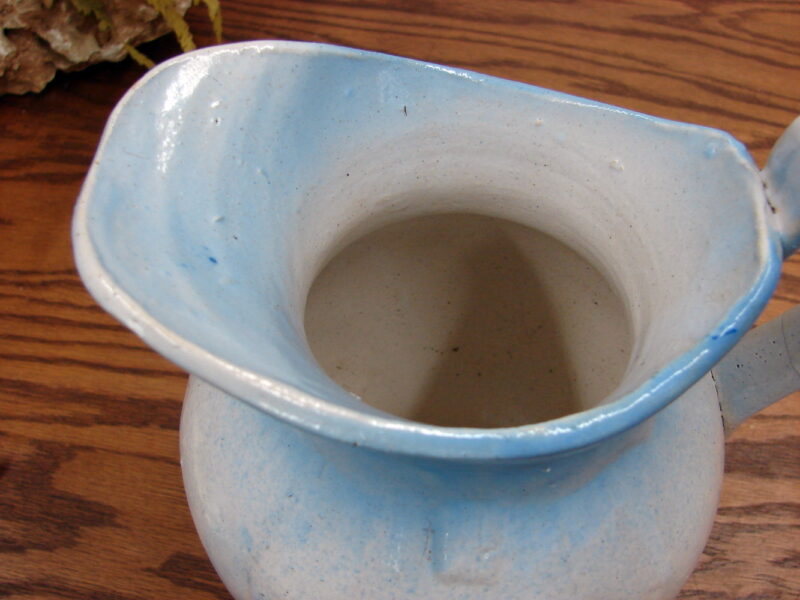 Antique Stoneware Blue White Bulbous Pitcher Flower Transfer, Moose-R-Us.Com Log Cabin Decor
