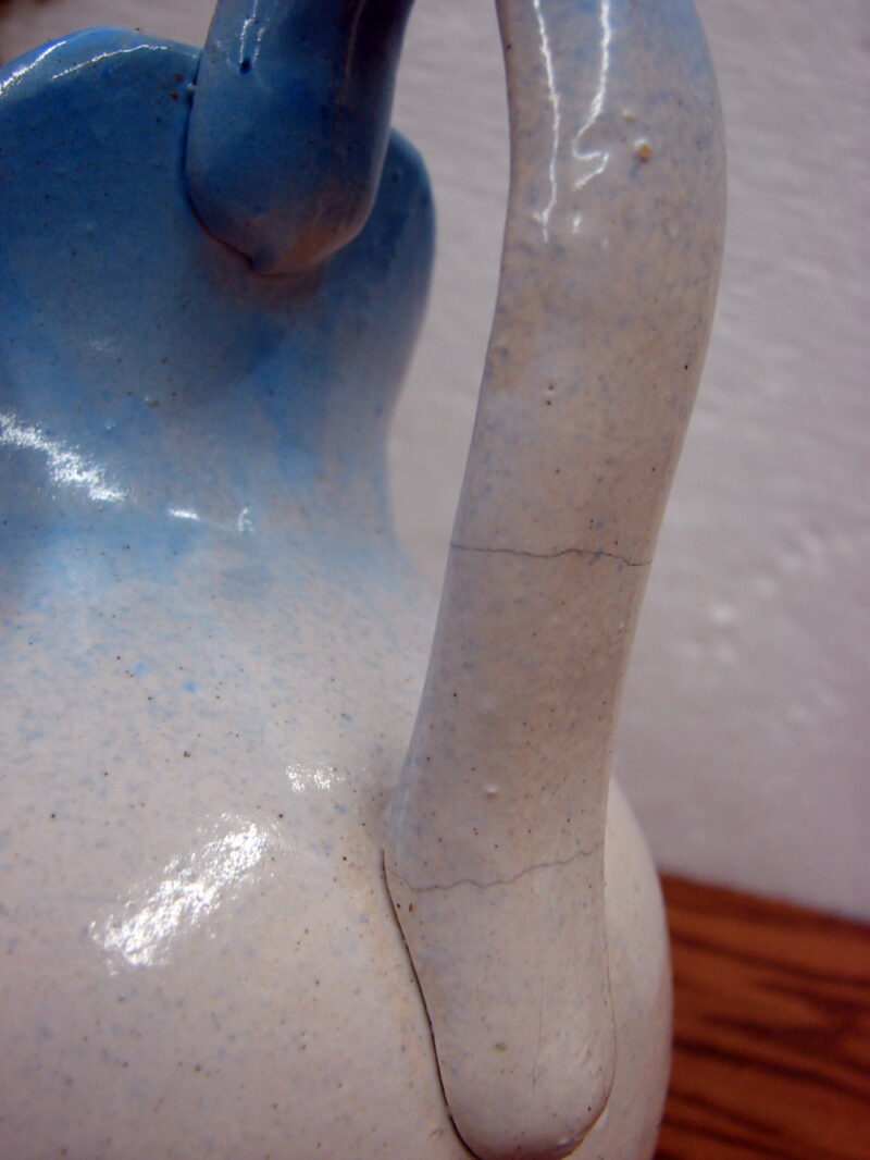 Antique Stoneware Blue White Bulbous Pitcher Flower Transfer, Moose-R-Us.Com Log Cabin Decor