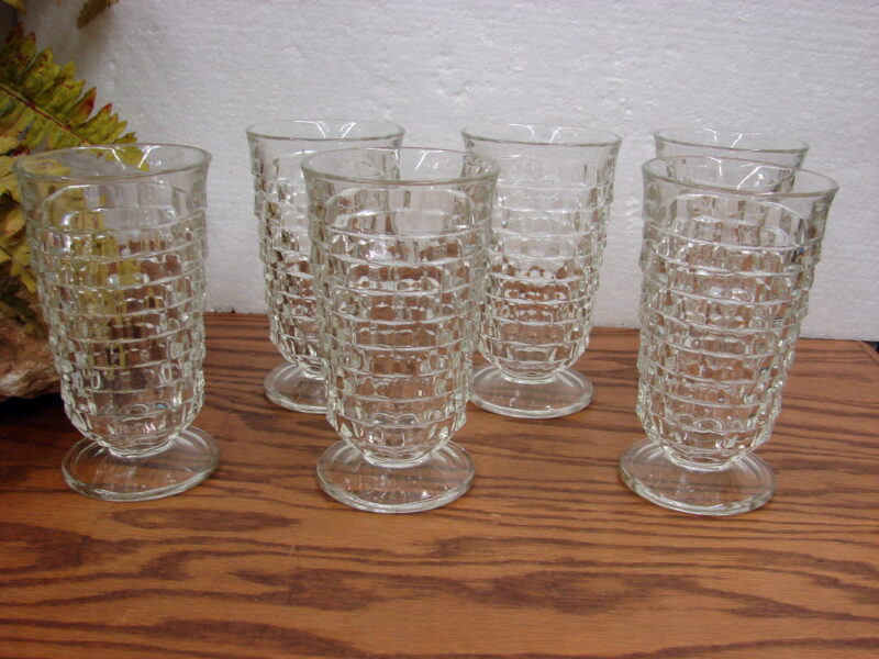Set/6 Vintage Crystal Whitehall Colony Cubist 6&#8243; Ice Tea Flared Glasses, Moose-R-Us.Com Log Cabin Decor