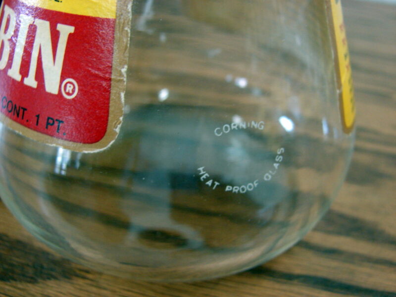Vintage Corning Log Cabin Syrup Ewer w/ Paper Label &#038; Lid, Moose-R-Us.Com Antiques Collectibles Log Cabin Decor