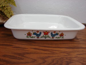Vintage Corning Ware Country Festival Blue Bird Tulip Open Roaster Lasagna A-21
