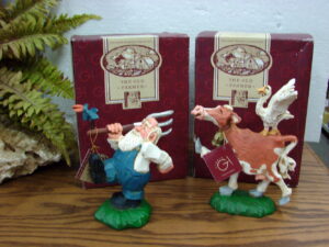 Retired David Frykman Collection Coyne's Old Farmer and Cow w/ Goose Original Boxes
