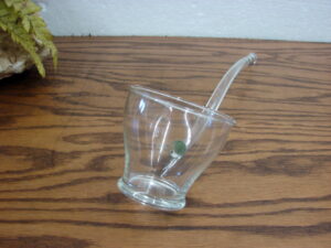 Glass Crystal Punch Bowl Straight Side Ladle w/ Pour Spout 12” Flat Bottom Bowl