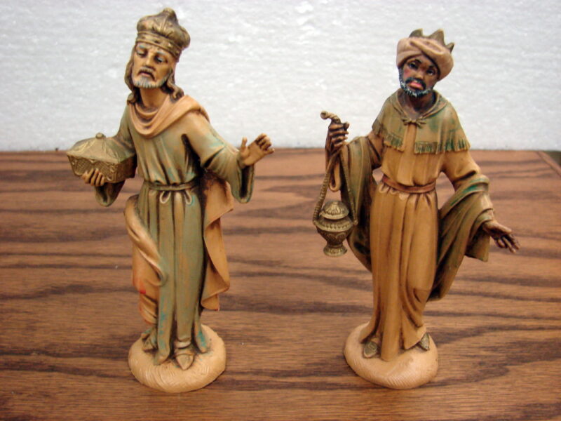 Vintage Italy Made 4&#8243; Italian Fontanini Polymer 5 pc Nativity Mary Joseph Wise Man Angel, Moose-R-Us.Com Antiques Collectibles Log Cabin Decor