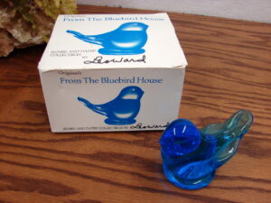 Cobalt Glass Bluebird of Happiness 1992 Leo Ward Signed Dated Original Box