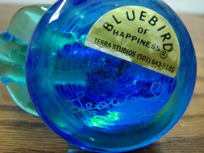 Cobalt Glass Bluebird of Happiness 1992 Leo Ward Signed Dated Original Box, Moose-R-Us.Com Antiques Collectibles Log Cabin Decor