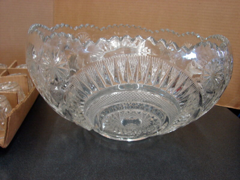 Antique Original Box 1920 LE Smith Slewed Horseshoe Punch Bowl Cups 19 Pc Set, Moose-R-Us.Com Antiques Collectibles Log Cabin Decor