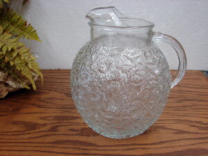 Vintage Anchor Hocking Lido Milano Glass Pitcher Clear Ice Lip