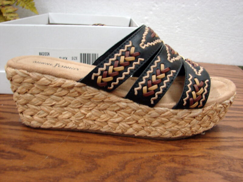 Minnetonka Chunky Wedge Boho Sandals Size 8 Black Madison Original Box, Moose-R-Us.Com Log Cabin Decor