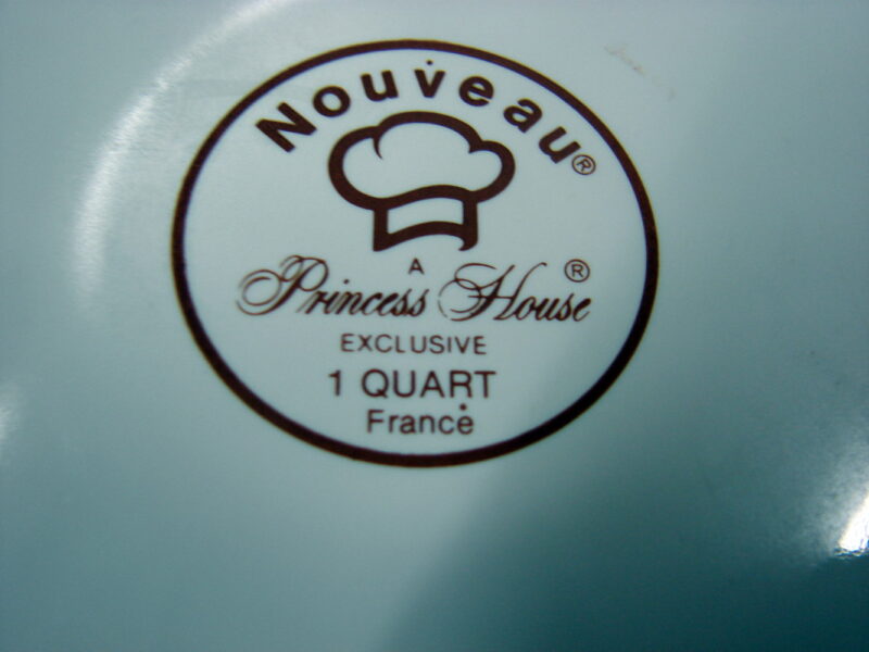 Princess House Nouveau White Ceramic Cookware 4 Pots Pans w/ Handles No Lids, Moose-R-Us.Com Antiques Collectibles Log Cabin Decor