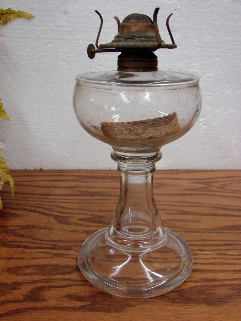 Antique Glass Oil Lantern Flared Bulbous Kerosene Lamp