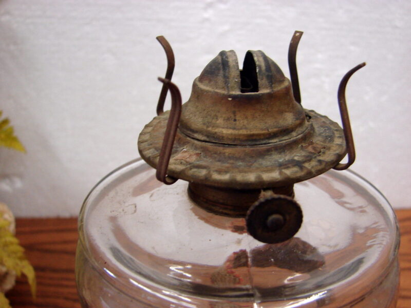 Antique Glass Oil Lantern Flared Bulbous Kerosene Lamp - Image 2