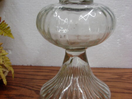 Antique Glass Oil Lantern Large Subtle Ribbed Kerosene Lamp
