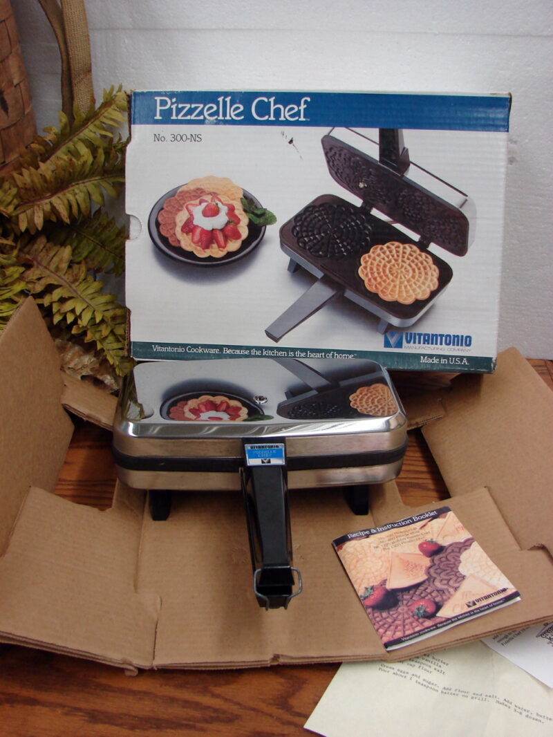 Vintage Electric Vitantonio Pizzelle Chef Baker Authentic Waffle Cookie Iron #300NS, Moose-R-Us.Com Log Cabin Decor