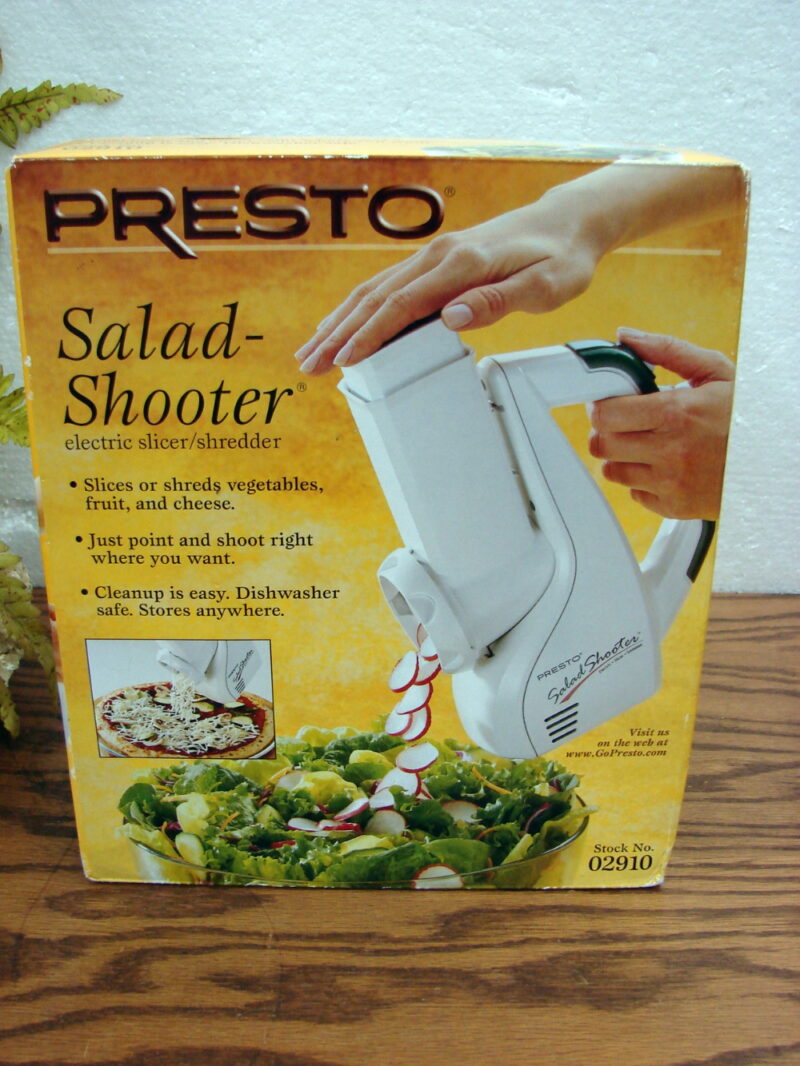 Brand New Presto Salad Shooter Electric Slicer Shredder Sealed Box, Moose-R-Us.Com Log Cabin Decor