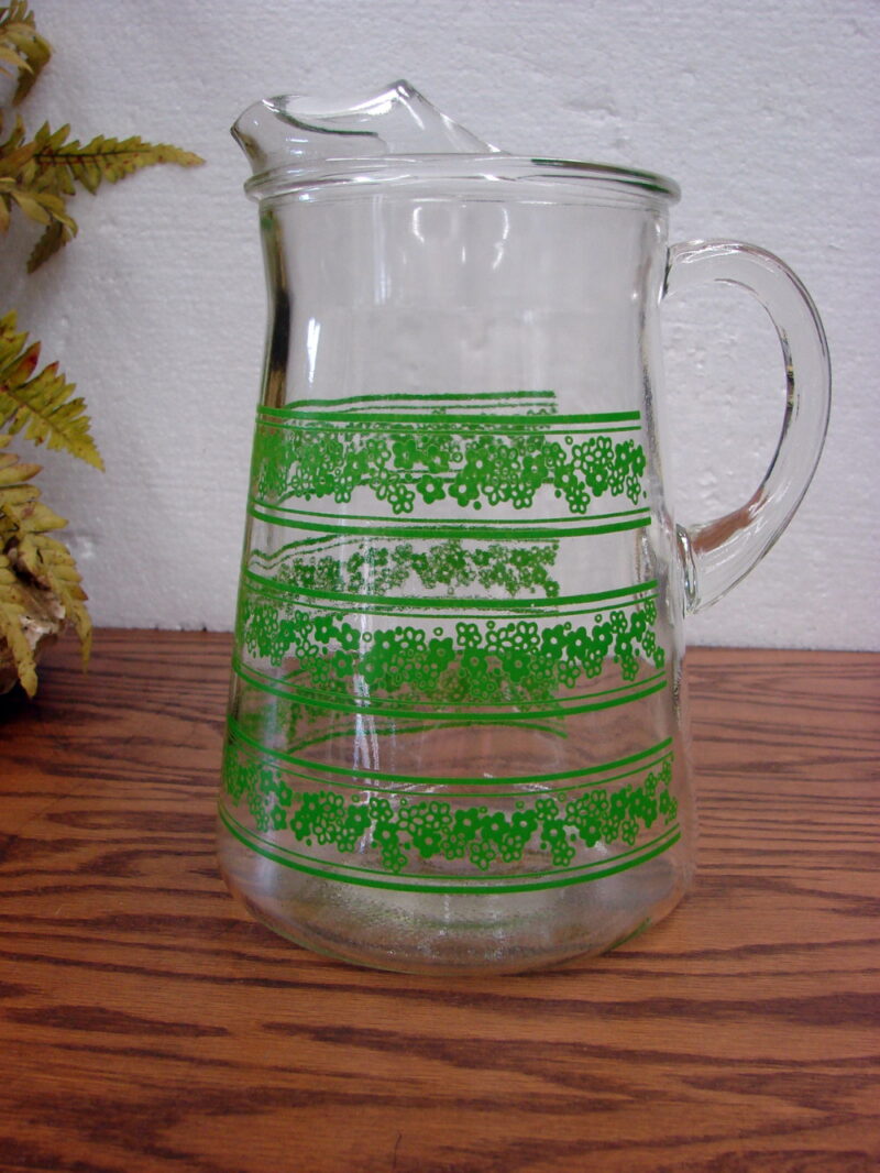 Vintage Libbey Glass Spring Blossom Crazy Daisy Serving Pitcher w/ Ice Lip, Moose-R-Us.Com Antiques Collectibles Log Cabin Decor