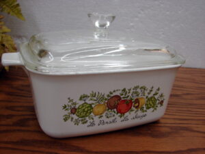 Vintage Corning Ware Spice of Life P-4 Small Rectangular Loaf Pan w/ Glass PYREX Lid