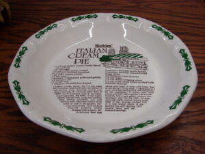 Vintage Watkins Recipe Pie Plate Italian Cream Pie #6484