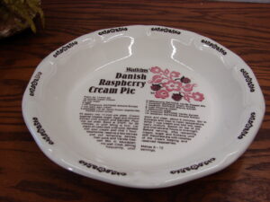 Vintage Watkins Recipe Pie Plate Danish Raspberry Cream Pie #6486