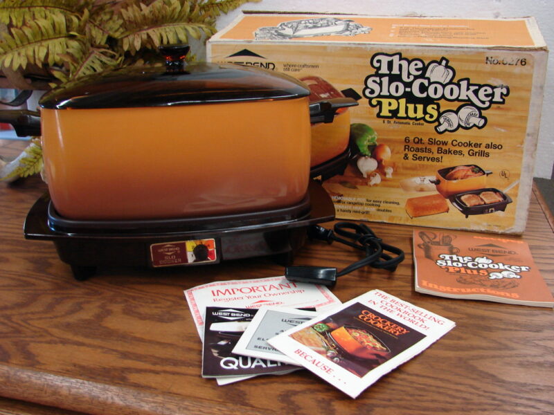 Vintage West Bend Slow Cooker in Original Box Tested Working, Moose-R-Us.Com Antiques Collectibles Log Cabin Decor