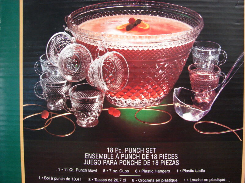 Vintage Anchor Hocking Wexford Crystal Punch Bowl 18 pc Set - Image 2