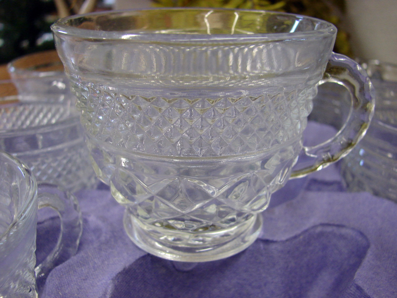 18 pc Set Vintage Anchor Hocking Wexford Crystal Punch Bowl - Image 5