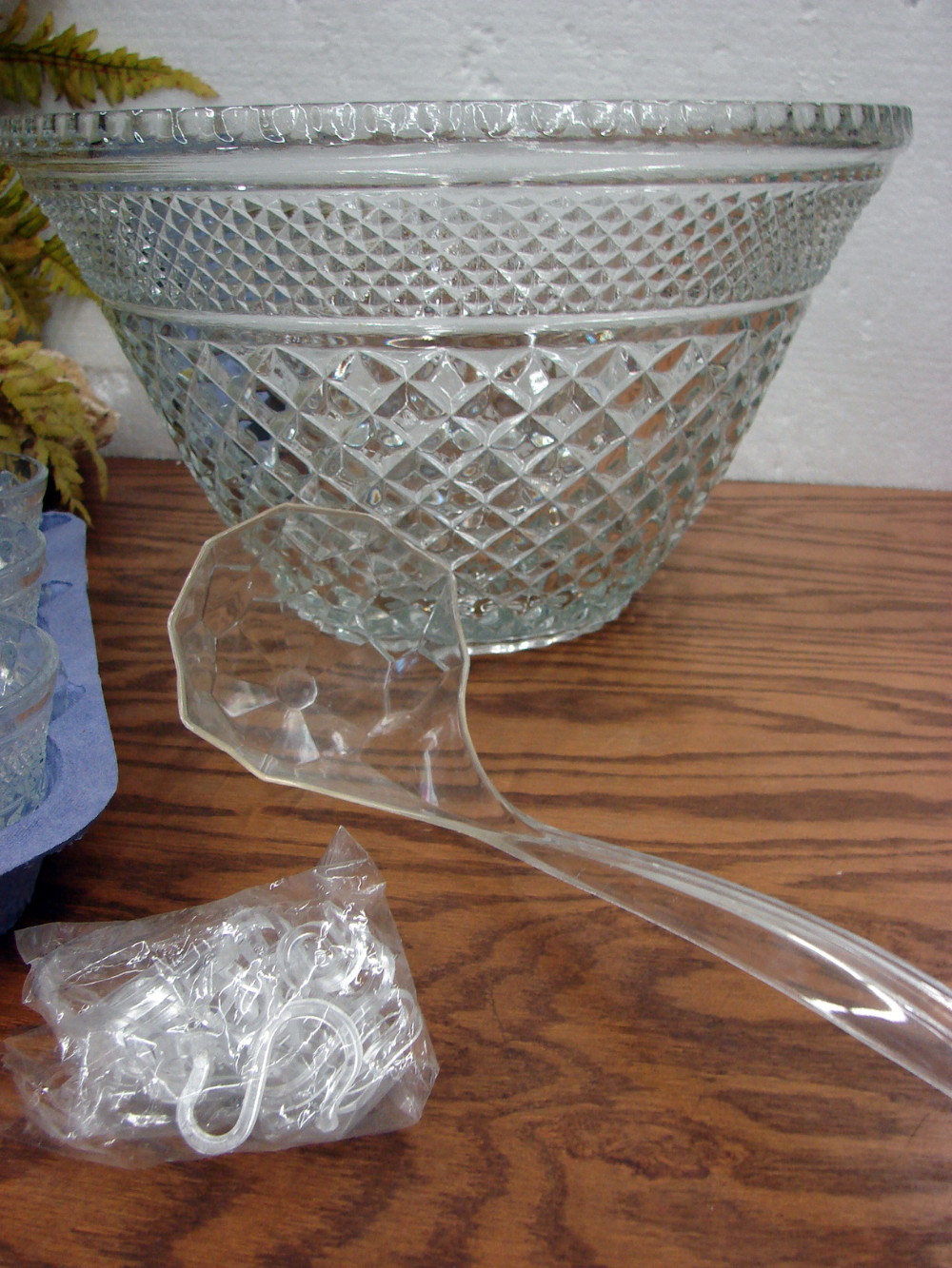 18 pc Set Vintage Anchor Hocking Wexford Crystal Punch Bowl - Image 6