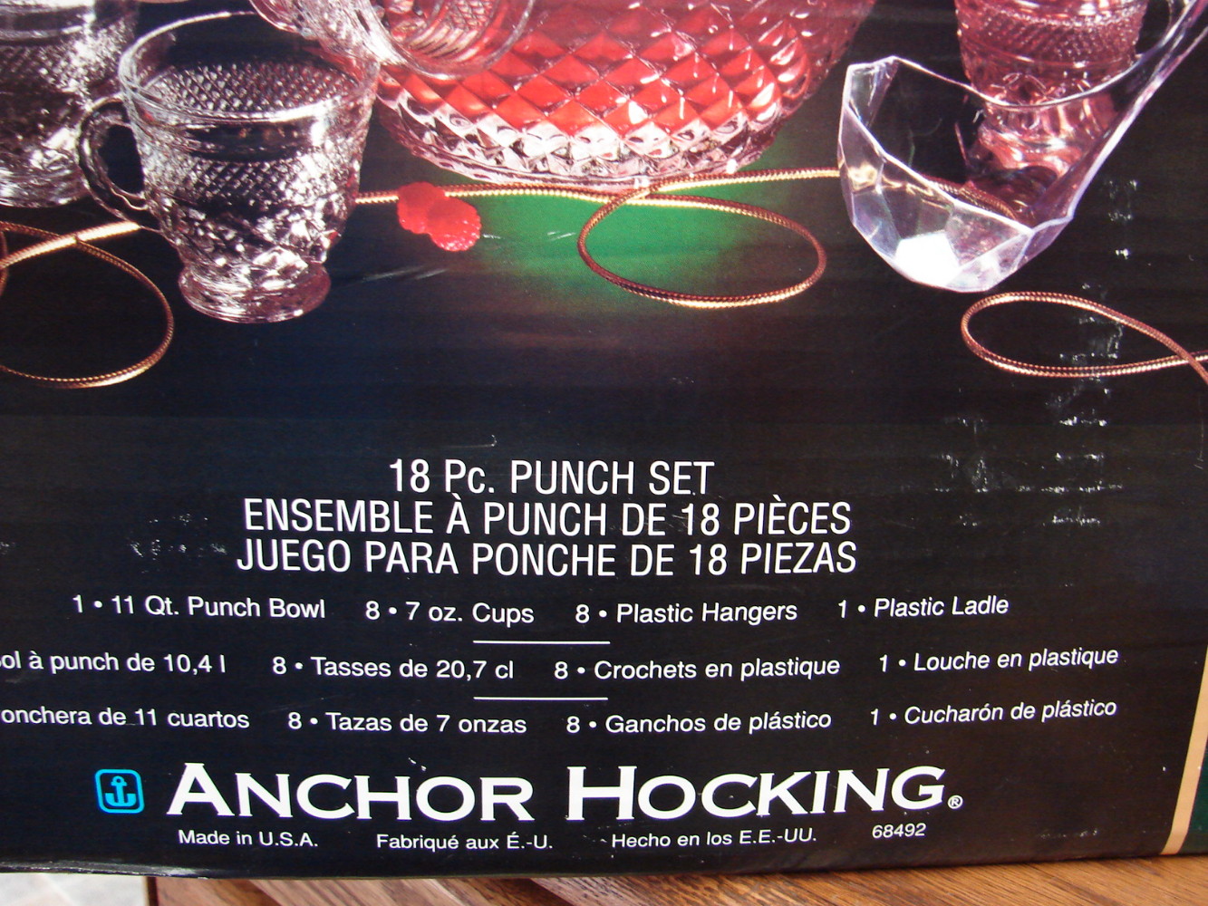18 pc Set Vintage Anchor Hocking Wexford Crystal Punch Bowl - Image 7