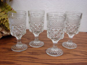 Set/4 Vintage Anchor Hocking Wexford Water Goblet Glasses 6 5/8"