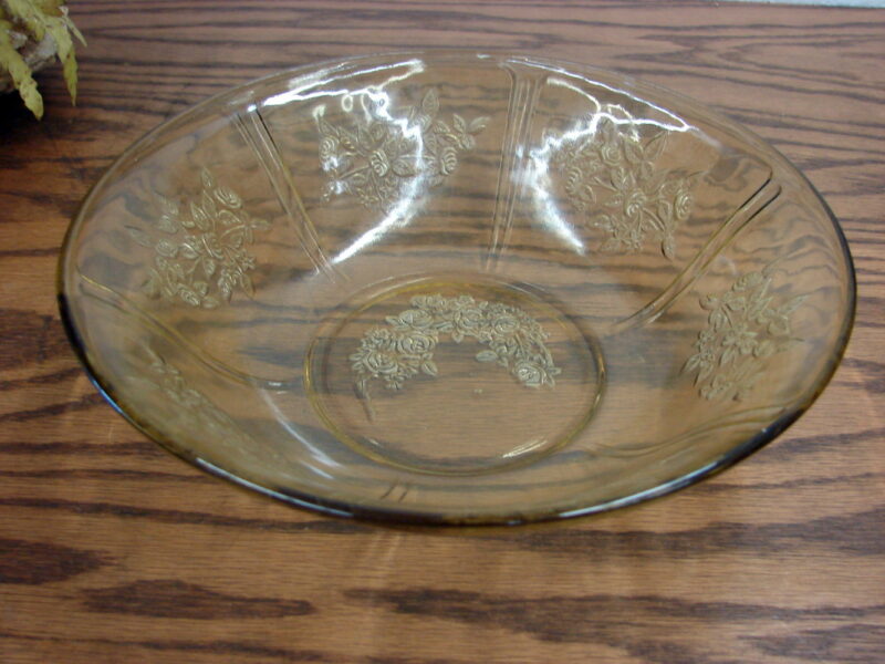Vintage Yellow Federal Depression Glass 8&#8243; Bowl Sharon Cabbage Rose Pattern, Moose-R-Us.Com Log Cabin Decor