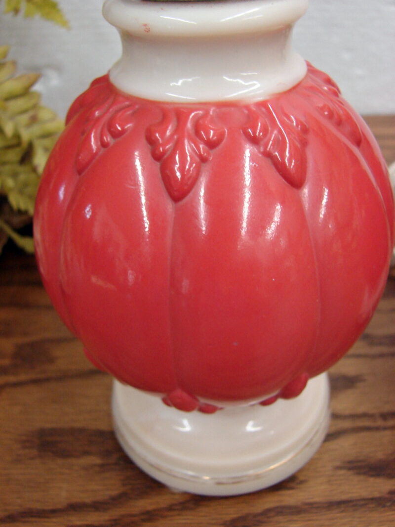 Vintage Pair Glass Aladdin Boudoir Lamps Raspberry Red Ivory Tested Working - Image 2