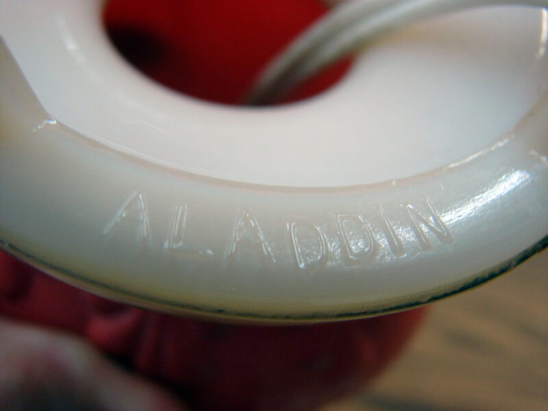 Vintage Pair Glass Aladdin Boudoir Lamps Raspberry Red Ivory Tested Working - Image 3