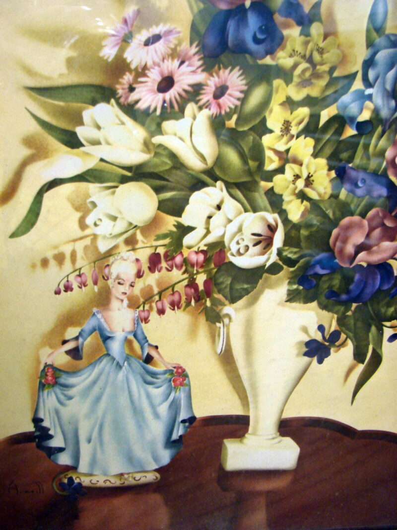 Vintage 1930s Averill Victorian Couple Lithograph Print Set/2 French Provincial Rococo - Image 2