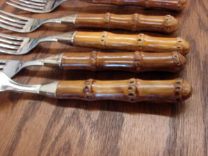 23 pc Tiki Tahitian Bamboo Style Handle Stainless Tableware Flatware Imperial USA
