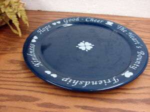 Waechtersbach Sharing Plate Navy Blue Friendship Hearts Bounty Good Cheer